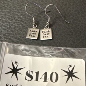 Bella Fizz Faith Over Fear Earrings - .925 SS - Fish Hook Back - SRV $140 #72